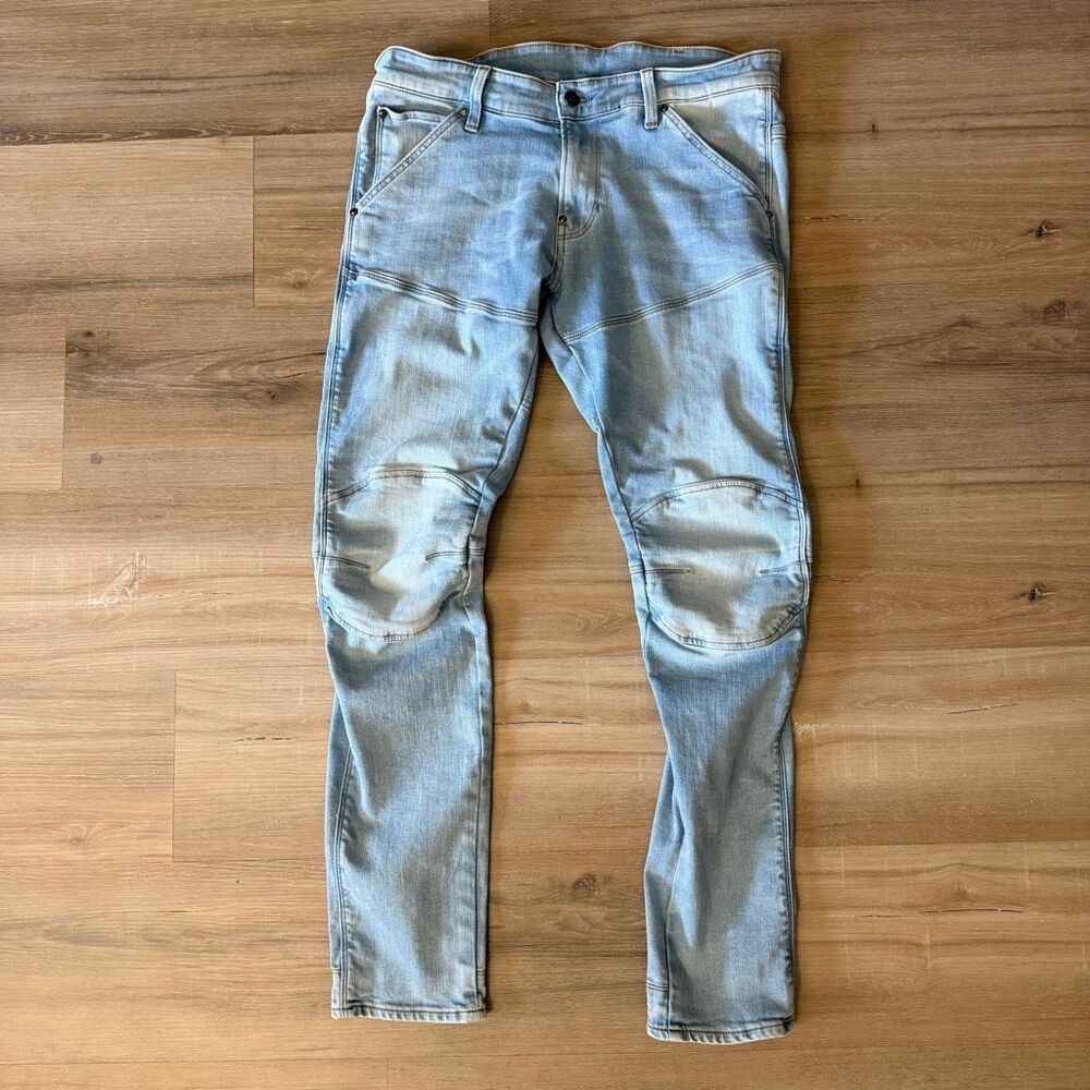 G-Star RAW 5620 Elwood 3D Skinny Blue Jeans Urban Denim Moto Techwear Sz 33 Edgy